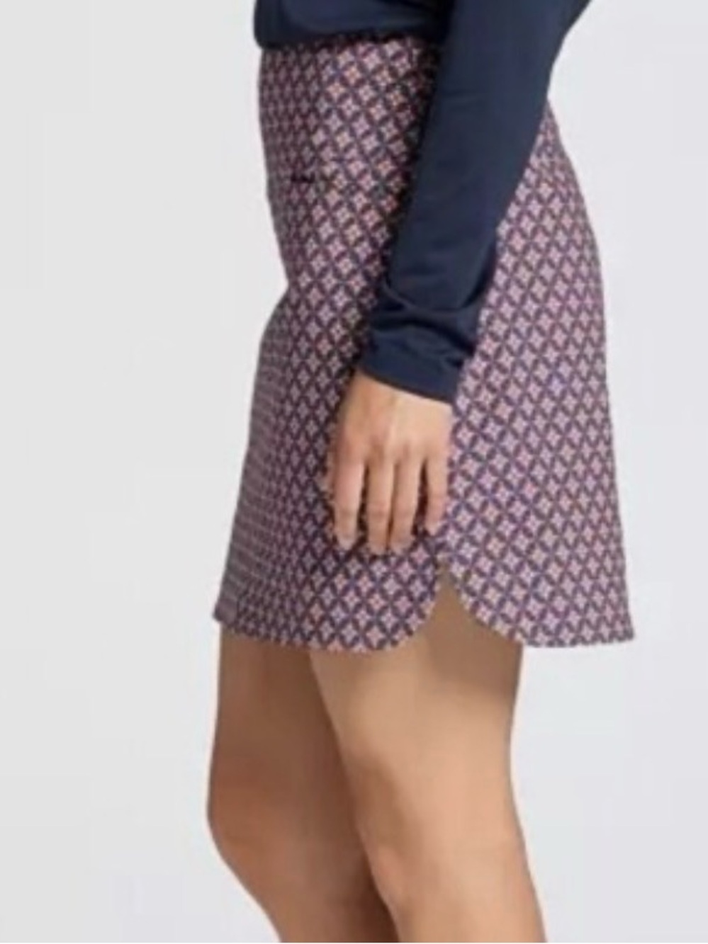 Walter Hagen Navy and Pink Floral Pattern Pull-On Skort